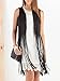 Persun Women's Black Faux Suede Hole Tasseled Hem Collarless Waistcoat