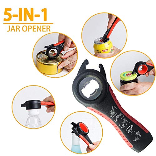 Jar Opener Bottle Opener, 5-in-1 and 6-in-1, Can, Soda, and Jar Openers, Twist Off Lid – Jar Opener for Seniors and Arthritic Hands, Seniors with Arthritis, Hand Weakness (2 pack)