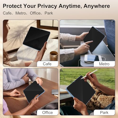 XunyLyee 360° 4-Way Privacy Screen for iPad A16 11th/10th Gen Anti-Spy Film | (11/10.9 inch 2025/2022), privacy tempered glass screen protector, 4-way anti-spy screen protector