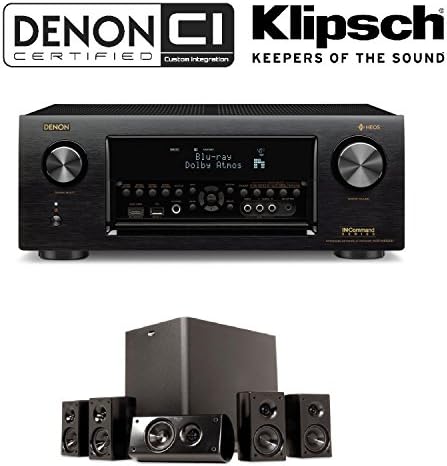 Denon Receiver Audio & Video Component Receiver,Black (AVRX4300H) + Klipsch HD 300 Compact 5.1 High Definition Theater System (Set of Six, Black) Bundle