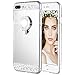 Caka iPhone 7 Plus 8 Plus Case, Rhinestone Series Glitter Luxury Cute Shiny Bling Mirror Makeup Case for Girls with Ring Kickstand Diamond TPU Case for iPhone 7 Plus 8 Plus (Silver)