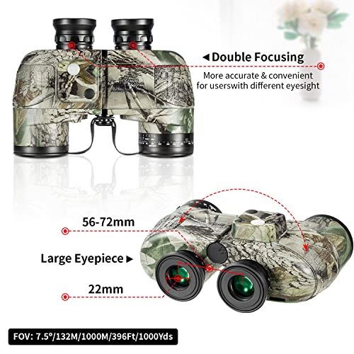 10x50 Binoculars for Adults Marine Hunting Rangefinder with Harness