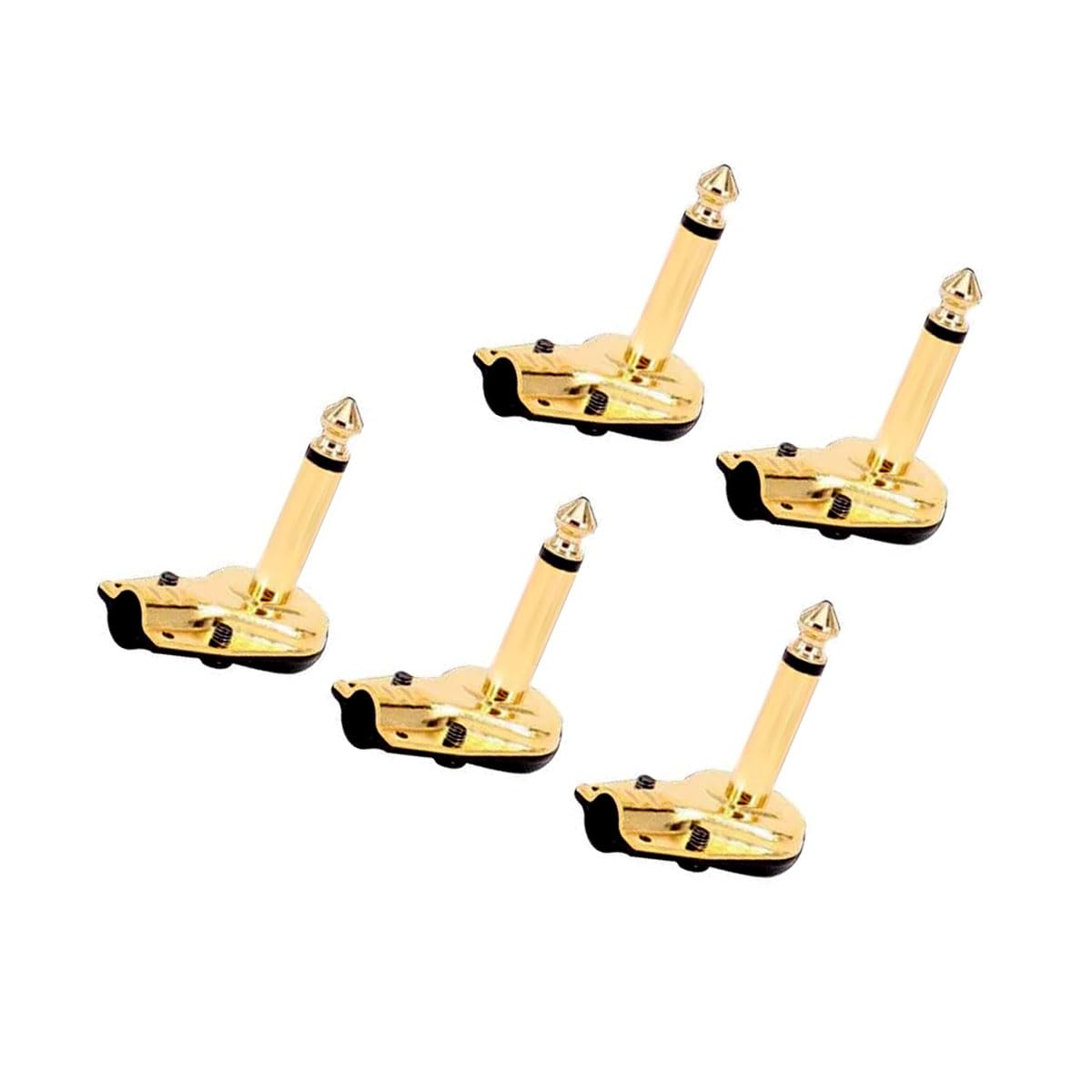 Alnicov 5PCS 6.35mm Pancake Style Right Angle Solder Adapter 1/4" Mono Flat Low Profile Plug for Guitar Instrument Speaker Microphone