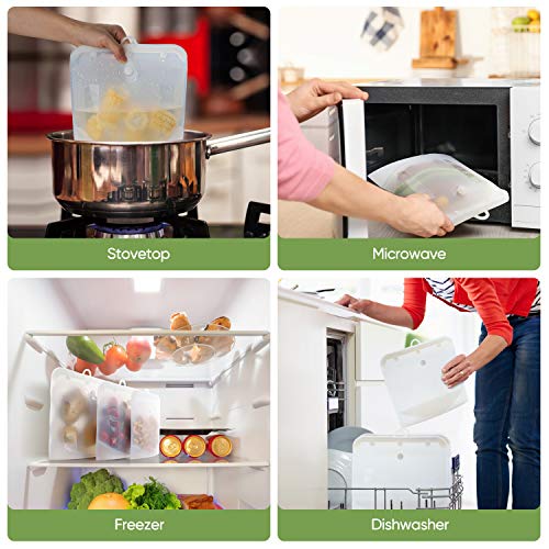 Freshmage Reusable Silicone Food Storage Bags 3 PCS Leak-proof Seal BPA Free for Kitchen, Dishwasher, Freezer, Sandwich, Sous Vide, Liquid, Snack, Lunch, Fruit