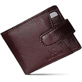 K KANAK Easy Access Genuine Leather Wallet, Compact Bifold with Tab Closure, 4.3 inches x 3.5 inches x 0.60 inches (BROWN)