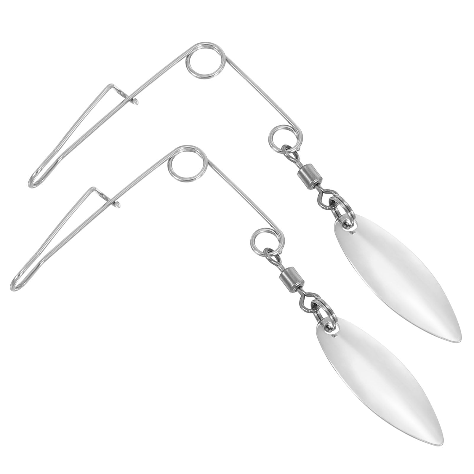 PATIKIL Fishing Spinnerbait Wire with Blade, 30Pcs Lure Making Supplies for Bass Fishing, Medium-sized Willow Leaf, Silver Tone