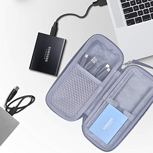 Rancco 2 in 1 Protector Case for Samsung T5 T3 T1 Portable 250GB 500GB 1TB 2TB SSD USB 3.1 Type C External Solid State Drives, Samsung T5 Storage Case Shockproof Travel Carrying Bag[7.7x3.6x1.7inch] - Thumbnail 3