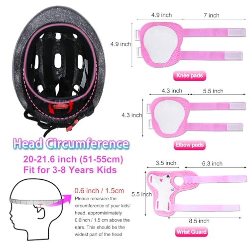 Kids Protective Gear Set, BOOM Toddler Helmet Adjustable, for Ages 2-8 Boys Girls with Sports Protective Gear Set with Knee and Elbow Pads Wrist Guards for Skateboard Cycling Scooter Rollerblading