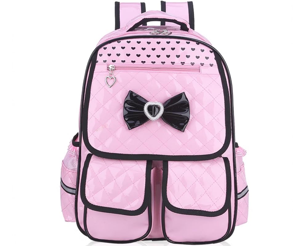 Girls Cute Pu Leather School Backpack Satchel Waterproof Travel Bag for Teenage Girls Princess Style