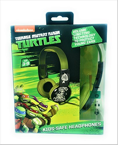 TMNT Teenage Mutant Ninja Turtles Ninja Warrior Print Over The Ear Kid Safe Headphones Limiting Technology to Protect Young Ears Raphael Donatello Michelangelo Leonardo