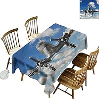 Sillgt Custom Tablecloth Airplane Aircraft in a Sunny Day Party Decorations Table Cover Cloth 52" W x 70" L