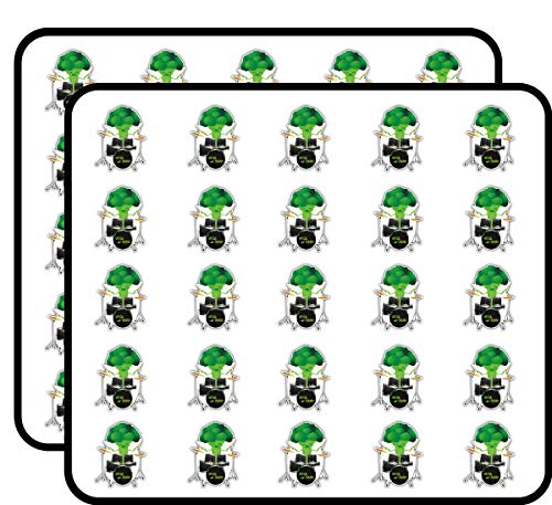 Funny Broccoli Drummer Art Decor Sticker for Scrapbooking, Calendars, Arts, Kids DIY Crafts, Album, Bullet Journals 50 Pack