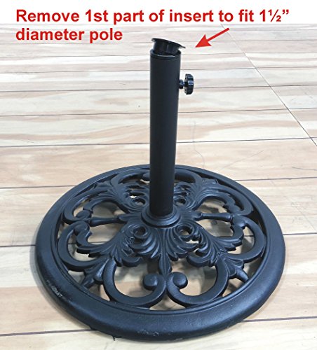 TropiShade 30 Pound Black Powder Coated Cast Iron Umbrella Stand - Thumbnail 3