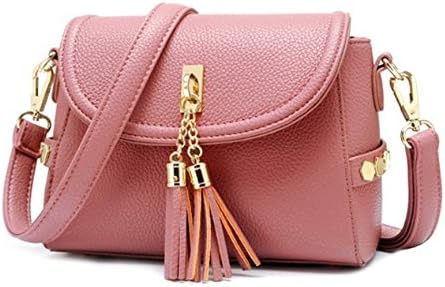 OSMAR Tassel Vintage Crossbody Bag with Flap Top (Pink)