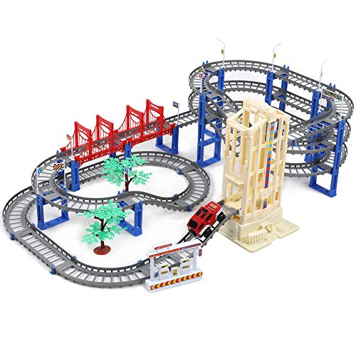 image for Toyeah Race Car Track Set Race Track Playset with Lift & Music & Light