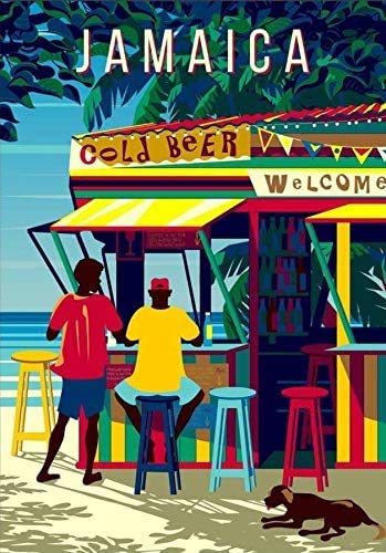 Vintage Tin Poster Jamaica Caribbean Landscape Traditional Beach Bar Party NaïVe Metal Tin Sign 8x12 Inch Retro Home Garage Bar Restaurant Wall Decor New