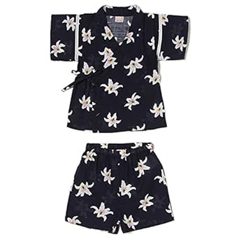 Amazon プティマイン Petit Main リリー柄甚平 コン 90 002