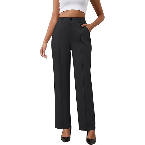 ZXIHZF Women's Classic Stretchy Pull On High Rise Pants
