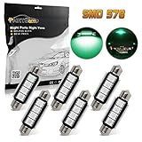 Partsam 6pcs Green 41mm 42mm Festoon 4-5050-SMD LED Lights Interior Dome Map Trunk Cargo Footwell Replacement Bulbs Lamp 12V 561 562 578 211-2