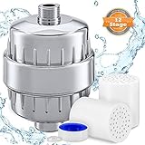 Shower Filter High Output Premium Hard Water Softener With 2 Replacement 12-stage Cartridge Improves Skin And Hair Health Best Water Filter For Any Faucet Shower Head And Handheld Shower or RV Chrome