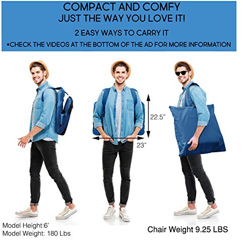Extra Large Bleacher Seats Foldable - New & Improved 2019 Patent Pending Deluxe Model + Free Carry Bag- Water Resistant + Thick Padding +2 Drink Holders +Zipped Pocket (Blue, X-Large)