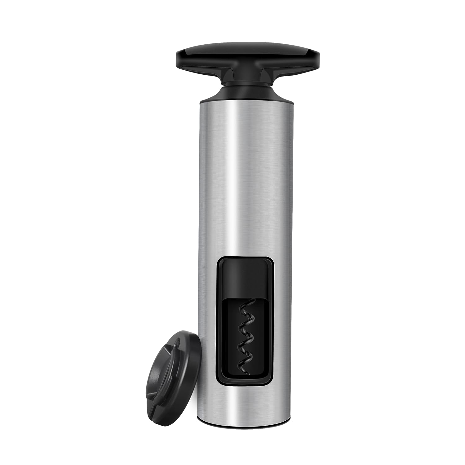 ELMWAY VinoLux Series Manual Wine Opener – Effort-Saving Self-Pull Corkscrew with Built-in Foil Cutter, Brushed Stainless Steel Shell for Kitchen & Dining, Easy to Use & Power-Free – 2-in-1