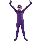 Full Bodysuit Include Felt Eye Mask Kids Costume Open Face Spandex Stretch Zentai Child Suit
