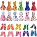 Doll Accessories 12 Pcs Mixed Doll Clothes Dress and 10 Pairs Doll Shoes Fix For Barbie Doll Girl Birthday Christmas Gift (22pcs)