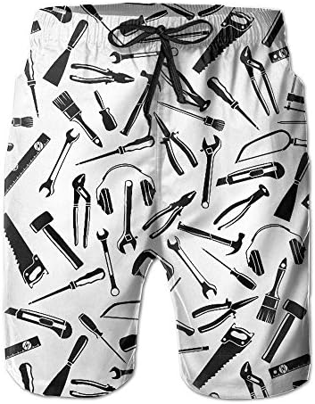 Repair Tool Men's Bathing Suit Quick-dry Board Shorts Funky Swim Trunk With Pocket Large