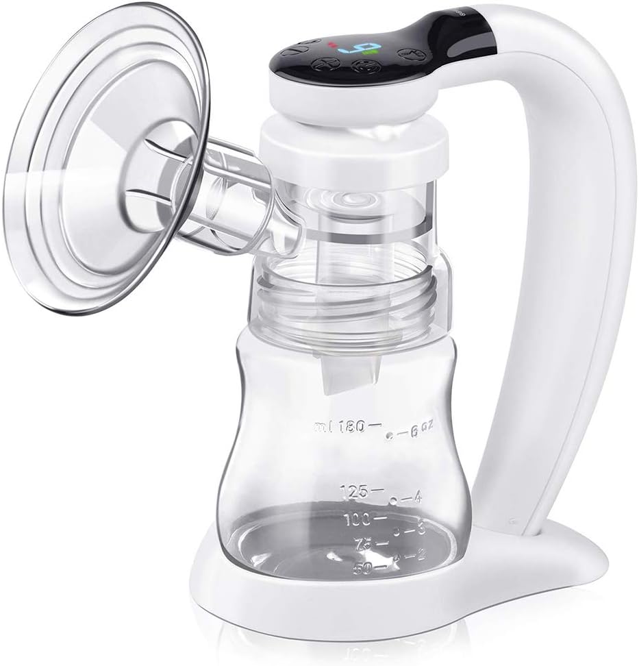 KOUQI Electric Breast Pump, Hospital Grade Pain Free Handheld Breast Pump, 9 Strong Suction Levels Breast Feeding Pump with Massage Function, Backflow Protector BPA Free
