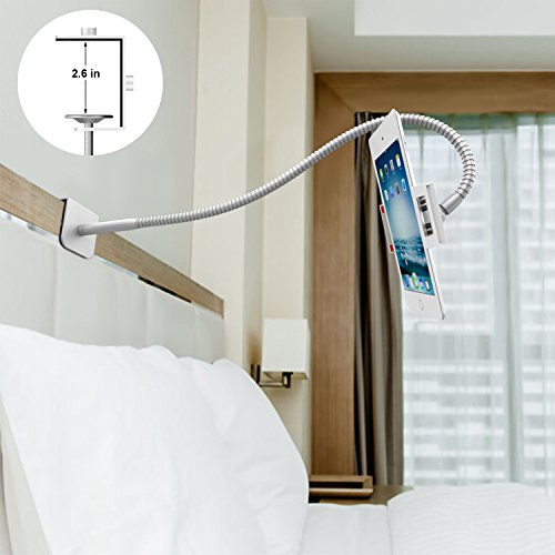 Universal Tablet Stand for Bed or Office or Kitchen, SPESSN 360 Degrees Rotation Adjustable Arm Clamp Mount Lazy Holder Extendable Stand for iPad and iPhone (Silver) - Thumbnail 7
