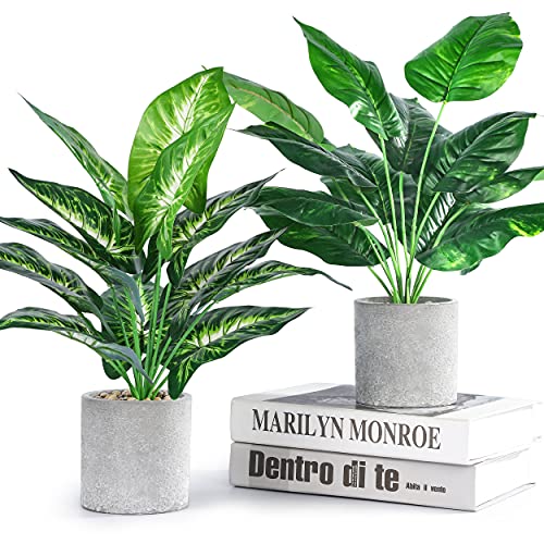 JC nateva 2pcs 16" Fake Plants Artificial Plants for Farmhouse Bathroom Kitchen Office Home Decor Indoor