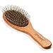 BFWood Detangling Brush for Thick and Curly Hair - Wooden Handle with Metal Bristles