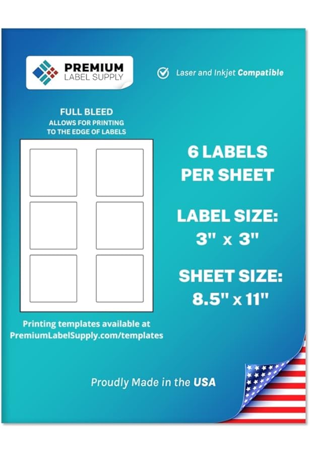 Avery Matte White Square Labels with Sure Feed, 3