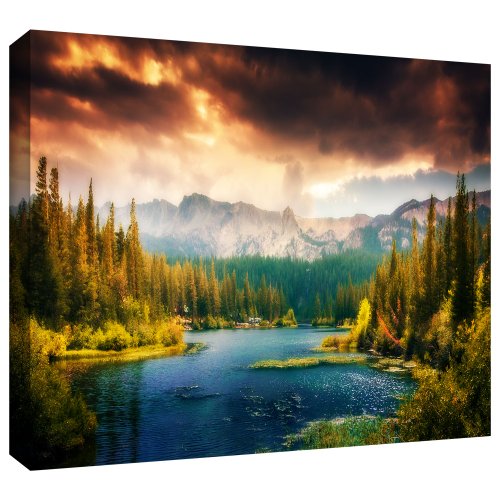 Beautiful mountain side Paradise - green wall art - green wall