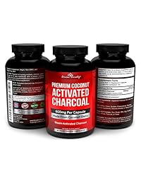 Cápsulas de carbón activado orgánico - Pastillas de carbón de coco de 600 mg - Polvo de carbón...