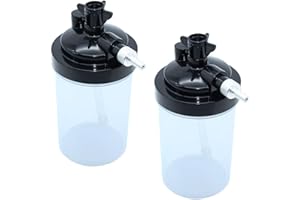 GZKEFEIS 1PC Upgraded Oxygen Humidifier Bottle for 5L or Less Concentrators, Universal Fit for Philips,Yuwell, MICITECH，Spiral-Type Interface, Metal Check Valve with Backflow Prevention & Fire Isolation