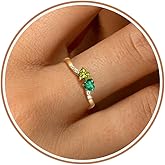 Sistble Valentines Day Gifts for Her, Birthstone Rings for Women Teen Girl Gifts Stacking Gold Rings Non Tarnish 2 Love Heart Birthstone Promise Wedding Mothers Day Anniversary Birthday Gift Jewelry