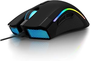 Delux Wired Gaming Mouse with 24000 DPI, 7 Programmable Buttons and Pro Game Software, RGB Ergonomic Optical Gamer Mouse Comf