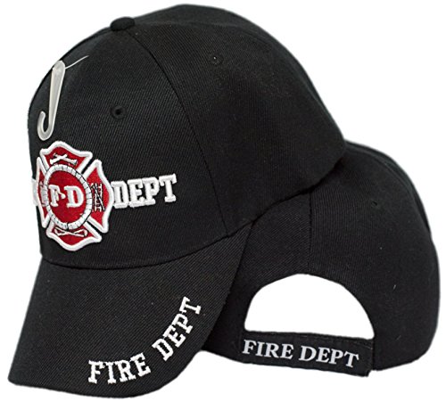 AES Fire Department Dept Red Emblem Black Plain 3D Embroidered Cap Hat Cap655BK