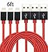 GOLDEN-NOOB 3Pack 6FT Nylon Braided Popular Lightning Cable 8Pin to USB Charging Cable Cord with Aluminum Heads for iPhone7/7Plus.6/6s/6 Plus/6s Plus/5/5c/5s/SE,iPad iPod Nano iPod Touch(Red)