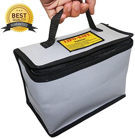 Fire Resistant Bag LiPo Battery Safe Charging Storage Sack Fireproof Explosionproof Guard (8.4 x 4.5 x 2.8")