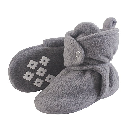 Little Treasure Baby Cozy Fleece Booties with Non Skid Bottom, Heather Gray, 18-24 Months