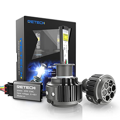 LED Headlight Bulbs Reteck Car Headlight Conversion Kit Clear Arc-Beam Kit - 30w 7,200Lm Cool White CREE Light Source - 2 Yr Warranty , H1