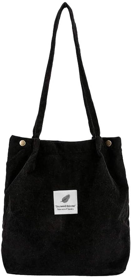 Leaf2you Women Shoulder Bag Corduroy Large Capacity Casual Satchel Tote Handbag Travel Bag