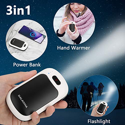 Dalacha Scaldamani Ricaricabile 7800mAh con Tipo C USB Portatile Scaldamani Elettrico con Powerbank e Torcia a LED per Uomini e Donne Riutilizzabile Scaldamani Tascabile per Campeggio, Sci, Regali (1)