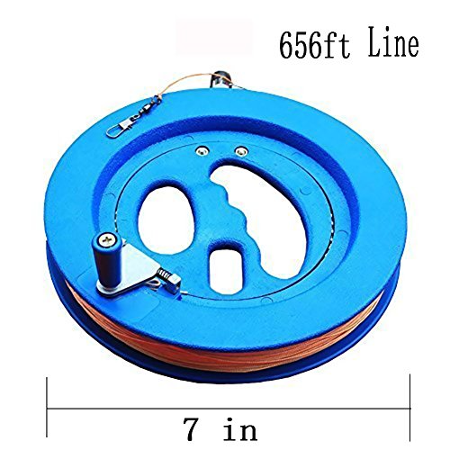 Glow Castle Professional outdoor kite string flight tool winder handle of the scroll wheel lock-Blue (7in)