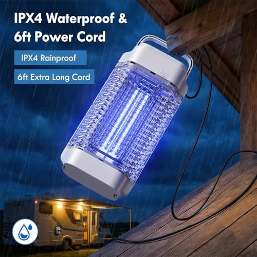 Mata Mosquitos electrico, lampara antimosquitos,Matamoscas eléctrico UV de 4200 V y 18 W, Captura Doble eficaz: luz UV + Efecto térmico, Amplio Alcance de 140㎡,para Interiores y Exteriores