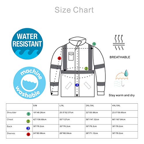 Vendace Class 3 High Visibility Rain Suit with Collapsible Hood Lime Reflective Safety Jacket & Trouser (2XL/3XL Yellow)