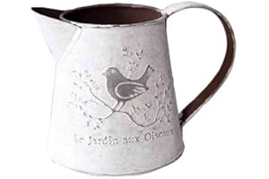 WATERING HONEY WEIDUOFUN French Style Rustic White Shabby Chic Mini Metal Pitcher Vase Primitive Jug Vase for Home Cafe Decor